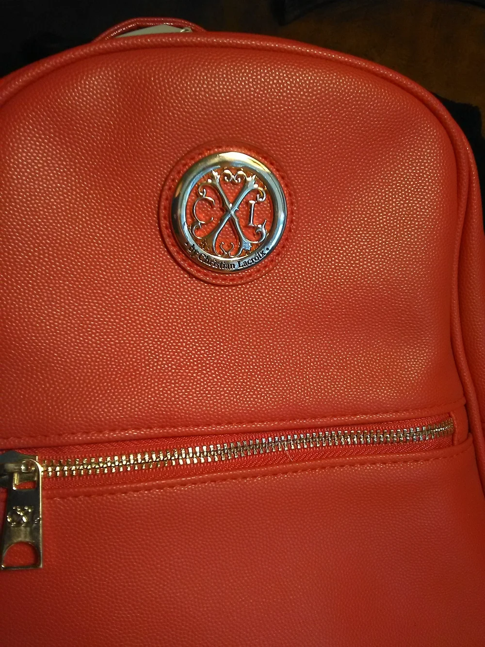 NWT CHRISTIAN LACROIX Red Mini Backpack Bag GOLD METAL ADJ. STRAPS 9 X 10 Approx